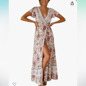 NWOT never worn! Women's Wrap Dresses Short Sleeve V-Neck High Split Maxi SZ Med